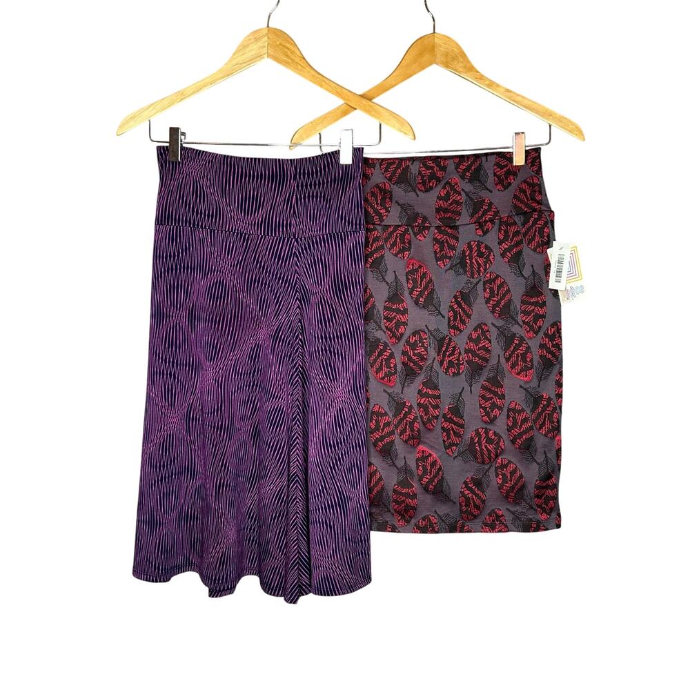 NEW Lot 2 Lularoe Skirts XS Runs Lg Pencil "Cassie" A Line Skirt Stretchy Artsy